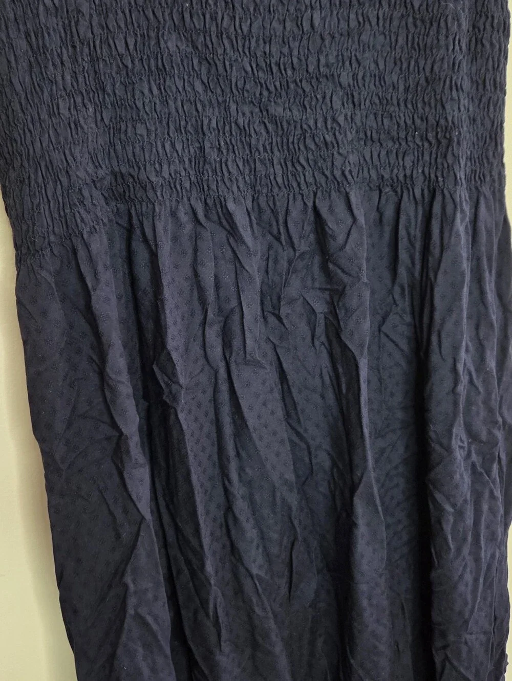 Croft & Barrow Black Midi Dress Ruched Upper Swiss Dot Bottom Size Medium